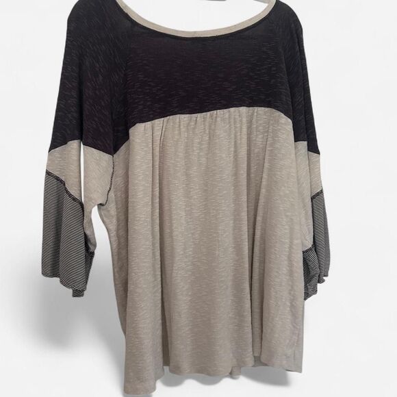 Maurices Navy Cream Striped Patchwork Ruffle Babydoll Tunic Boho Indie 3X - Picture 4 of 5